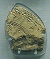 Fragment of a circular clay tablet with a record of constellations (planisphere)