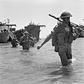British troops wade ashore during the invasion of Sicily, 10 July 1943. NA4275.jpg