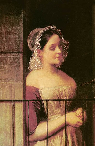 File:Brocky, Karoly - Woman Standing at a Window (ca 1850).jpg