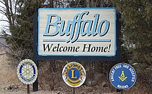 Welcome sign entering Buffalo