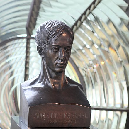 Bust of Augustin Fresnel by David d'Angers (1854), formerly at the lighthouse of Hourtin, Gironde, and now exhibited at the Musée national de la Marine