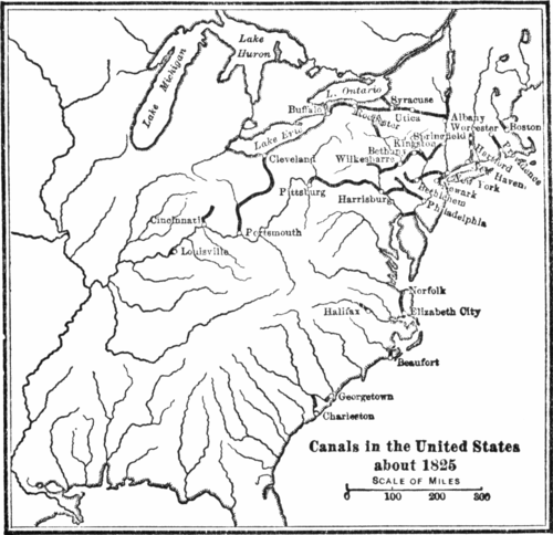Canals in the US circa 1825.