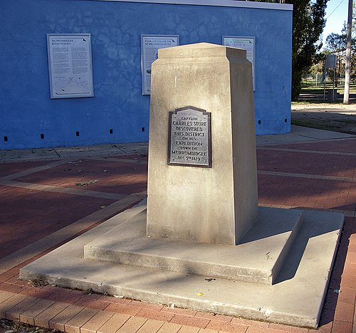 Charles Sturt Monument located at Wagga Beach in Wagga Wagga