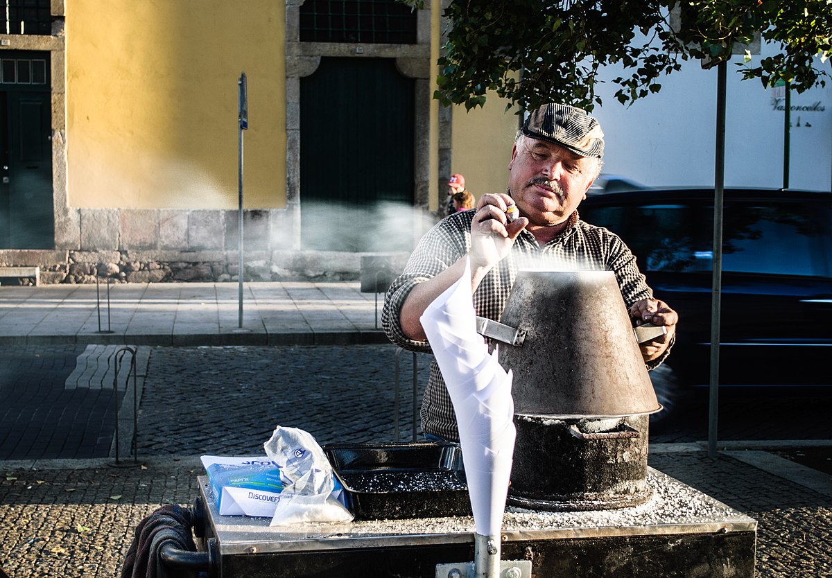 roasted chestnut vendor in Portugal