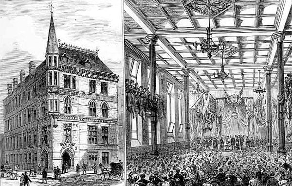 City of London College's new building at Moorfields in 1883 opened by the then Prince of Wales