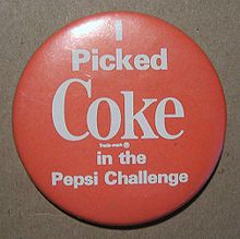 A Coca-Cola pinback button, "I picked Coke in the Pepsi Challenge." CokePepsiChallenge.jpg