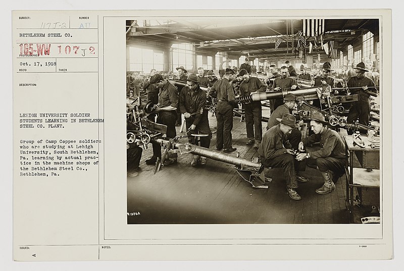 File:Colleges and Universities - Lehigh University - Lehigh University soldier students learning in Bethlehem Steel Company Plant - NARA - 26426911.jpg