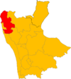 Mappa della Comunità Montana Dorsale Appenninica Alto Tirreno nella Provincia di Cosenza
