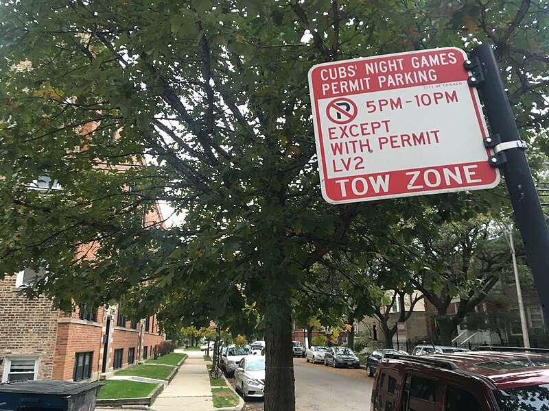 File:Cubs Night Games Permit Parking sign (38090282362).jpg