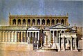 Ricostruzione romantica del Foro, col tempio di Vespasiano sulla sinistra, dietro al tempio di Saturno