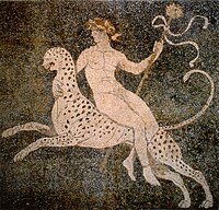 Dionysos riding a cheetah, Macedonian mosaic from Pella, Greece, 4th century BC