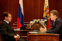 President Medvedev meets with Gazprom CEO Alexei Miller in his office in the Kremlin (July 21, 2008) Dmitry Medvedev 21 July 2008-3.jpg