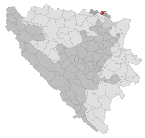 Plats för kommunen Domaljevac-amac i Bosnien och Hercegovina (klickbar karta)