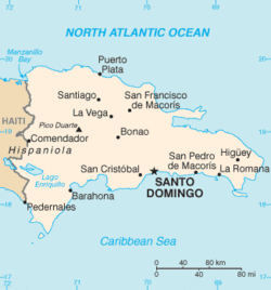 ドミニカ共和国内のSantiagoの位置の位置図