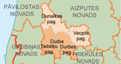 Durbes novads 2000. g. (tumšāks) un 2009. g. robežās