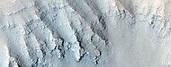 Close view of layers in Louros Valles, as seen by HiRISE under HiWish program Note this is an enlargement of a previous image.