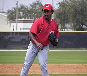 Kansas City Royals pitcher Edinson Volquez (36) talks to catcher