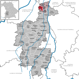 Läget för Ehingen i Landkreis Augsburg