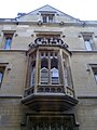 A bay window in Exeter College as seen from Turl Street, adjacent to the entrance to Brasenose Lane.