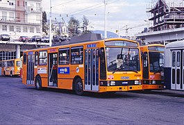 Filobus 1504 in deposito a Sanremo nel 1988.