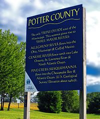 Landmark at the triple divide in Potter County, Pennsylvania. Flickr - Nicholas T - Triple Divide.jpg