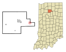 Fulton County Indiana Incorporated and Unincorporated areas Akron Highlighted.svg