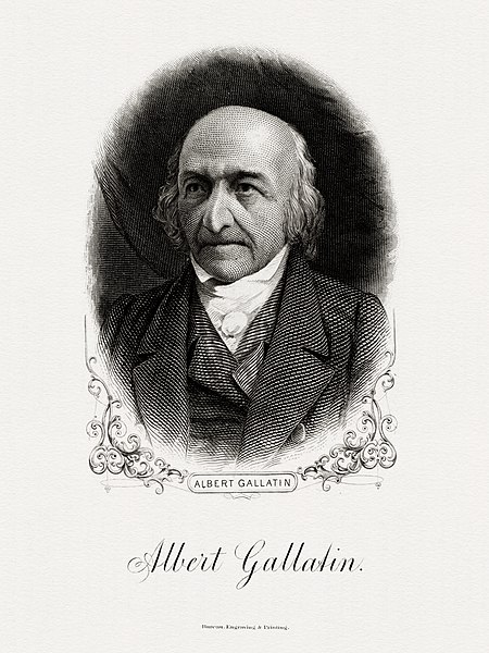 Bureau of Engraving and Printing portrait of Gallatin as Secretary of the Treasury