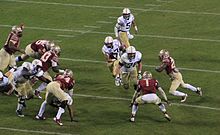 Georgia Tech's Zach Laskey rushing at the 2014 ACC Championship Game. GT offense ACC Championship Game 2014.jpg