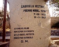 Recuerdo a Gabriela Mistral en Monte Grande (Chile).