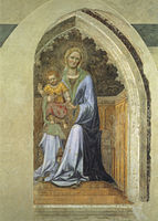 Madonna col Bambino e angeli, 1425, freskoa, Orvietoko katedrala.
