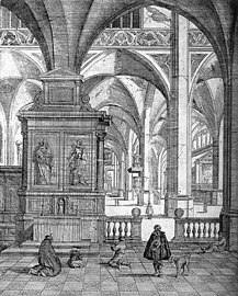 Interior of a church label QS:Len,"Interior of a church" label QS:Lpl,"Wnętrze kościoła" label QS:Lnl,"Kerkinterieur" 1610-1645. etching print and engraving. 25.4 × 21.7 cm (10 × 8.5 in). Amsterdam, Rijksmuseum Amsterdam.