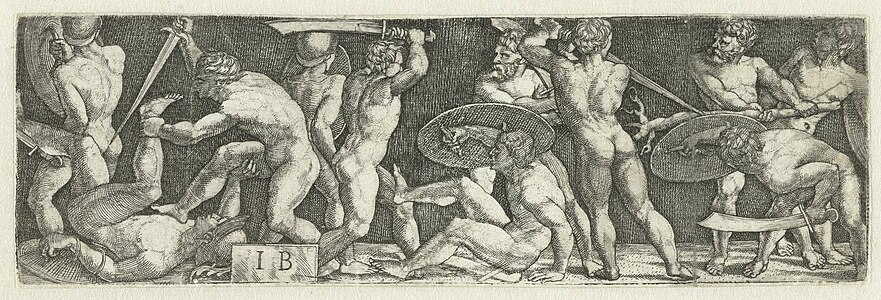 Combat de gladiateurs à pied (1525 - 1530, Rijksmuseum Amsterdam).