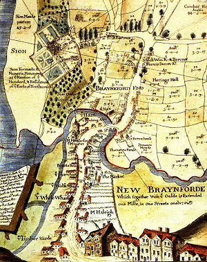 Map of Brentford with the Syon House, prepared by Glover. Glovers map of Brentford battle.jpg