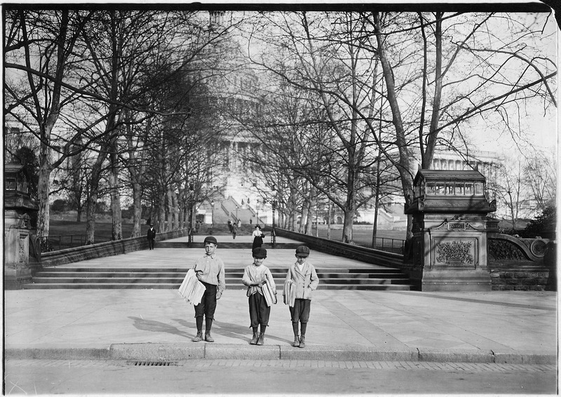 File:Group of newsies selling on capitol steps. Dan, a chronic truant, 9 years old. Joseph, 10 years old, begins selling... - NARA - 523532.tif