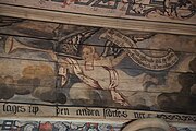 English: Painted ceiling of Hakarps church. Detail from the paintings surrounging the central painting with Christ. This is a photo of a protected building in Sweden, number 21300000004280 in the RAÄ buildings database.