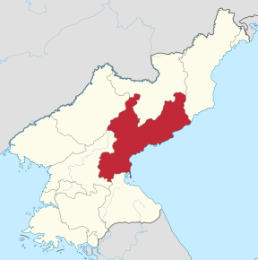 Kart over Sør-Hamgyong