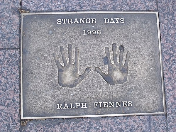 Fiennes handprints from 1996 at Leicester Square, London