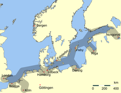 Main trading routes of the Hanseatic League. Haupthandelsroute Hanse.png