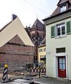 Deutsch: Blick von der Herrenstraße auf das Münster, nur sichtbar da das Gebäude abgerissen wurde