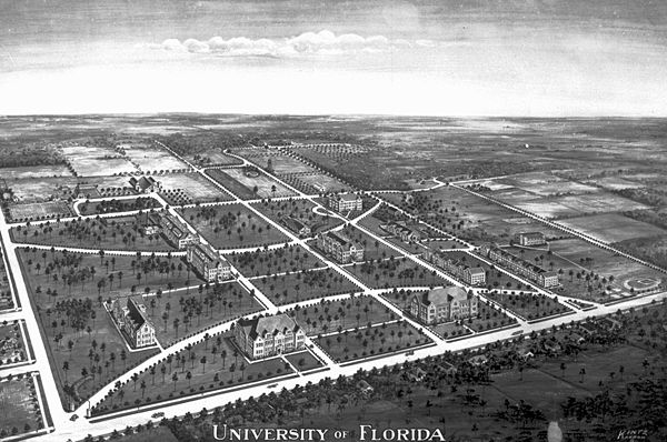 The University of Florida campus in 1906, looking southwest