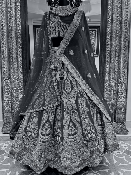 Pakistani Bridal Lehenga Choli in Black Color #BS63