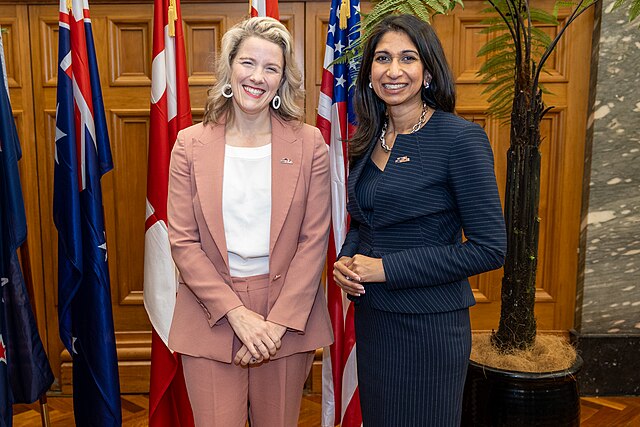 O'Neil with UK Home Secretary Suella Braverman in Wellington in June of 2023