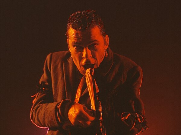 Dury fronting the band at The Roundhouse, Chalk Farm, London, 1978