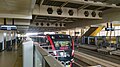 The Jabodebek LRT trainset arriving at the LRT station