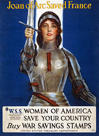 « Jeanne d'Arc a sauvé la France. Femmes d'Amérique, sauvez votre pays en achetant des bons de guerre », 1918.
