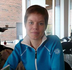 Johanna Nilsson vid besök på Högskolan i Jönköping 2008