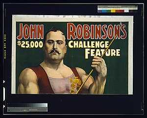 John Robinson's $25,000 challenge feature-Louis Cyr, strongest man on earth, lifts 4300 lbs. LCCN2002735831.jpg