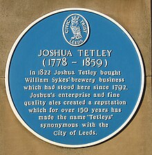 Joshua Tetley blue plaque 4 August 2018.jpg