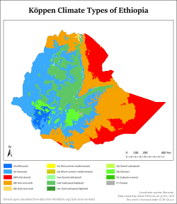 Köppen climate types of Ethiopia