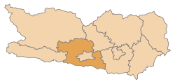 Localização do distrito Villach-Land no estado federal da Caríntia (mapa clicável)